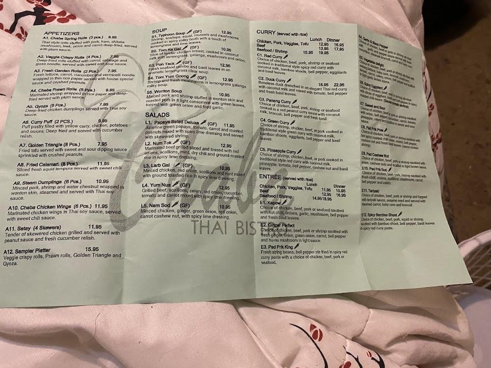 Chaba Thai Bistro Menu image 1