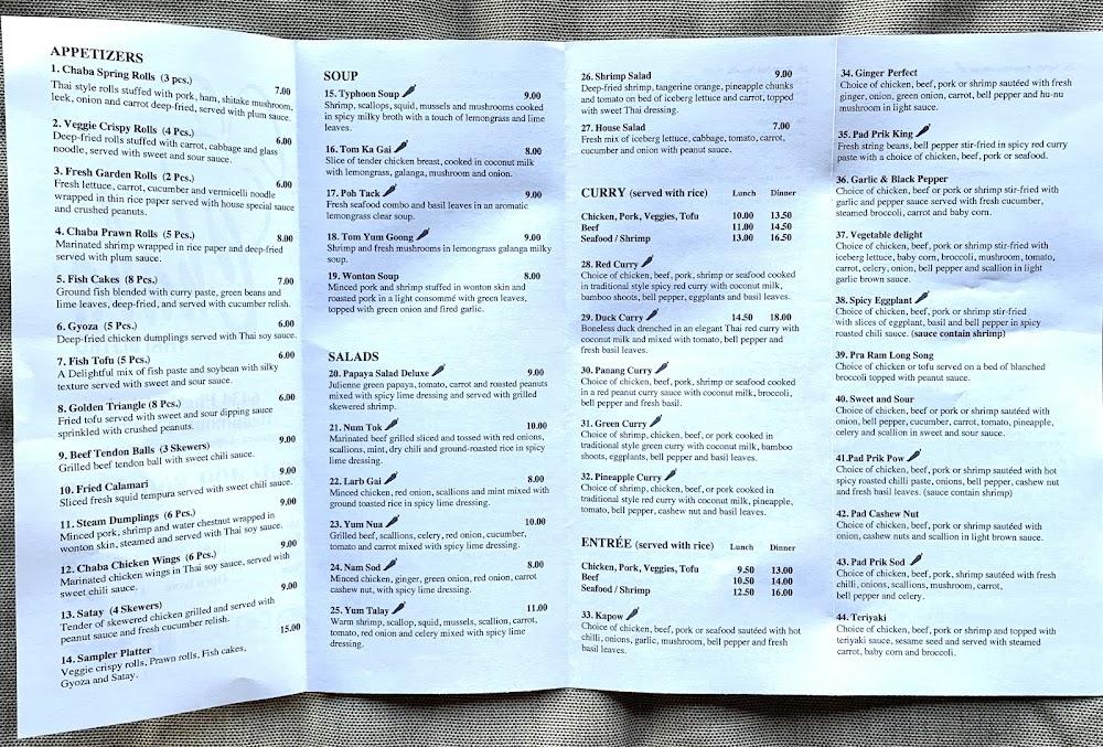 Chaba Thai Bistro Menu image 4
